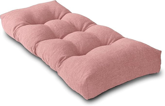 Bench Cushion 36 Inch - Polyester Brushed, High-Density Foam, Non-Slip Bottom, Soft Durable Indoor Tufted Long Seat Cushion for Window Garden Furniture (Pink, 36x14x4 Inch)