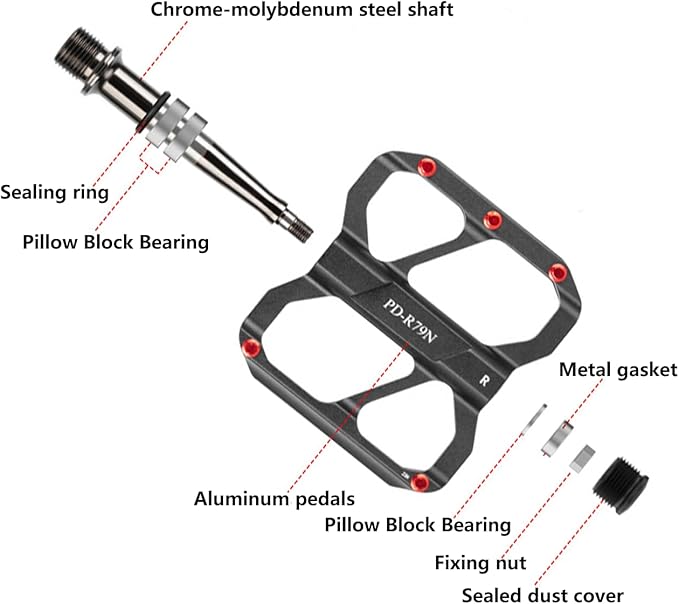 Road Bikes Pedal, CNC Machined Aluminum Alloy Body Bicycle Pedals Non-Slip Ultralight 9/16 inch 3 Bearings Design for Mountain BMX MTB Bike Cycling Road Bike Pedals