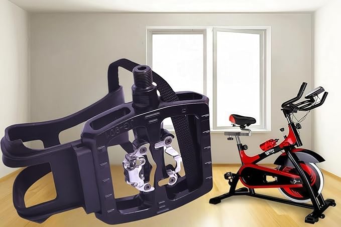 YBEKI Professional SPD/Toe Clip Spin Bike Pedals and Straps for Indoor Exercise Cycling & Peloton/Schwinn/Sunny/Bikes Compatible, 9/16" Axle with Sealed Bearings + 12-Month Warranty