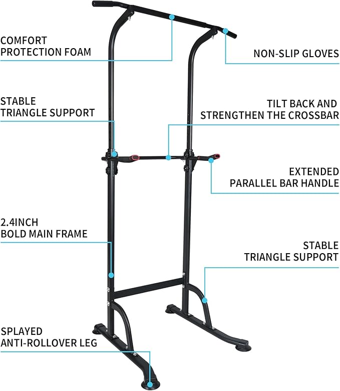 Adjustable Height Dip Bar Station, Heavy Duty Dip Station Push Up Bar for Home Gym,Multi-function Dip Station Pull Up Bar Full Body Strength Training Workout Fitness Equipment for Tricep Dips