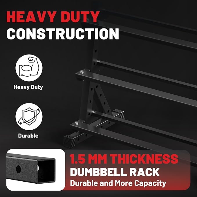 Papababe Dumbbell Rack for Home Gym, 3-Tier Weight Rack 1000lbs Capacity Dumbbell Storage Rack, Heavy Duty Weight Storage Organizer for Dumbbells and Kettlebells