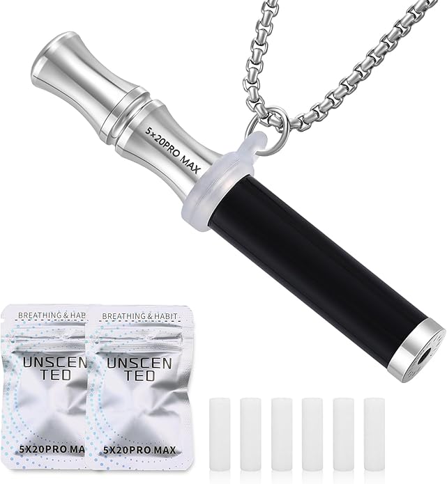 Breathe Free Necklace with Filter, Anxiety & Stress Relief Breath Tool for Meditation, Mindfulness and Relaxation,Natural Stone Breathing Necklace, Portable Wellness Gift for Adults