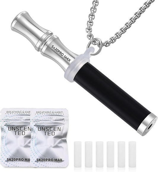 Breathe Free Necklace with Filter, Anxiety & Stress Relief Breath Tool for Meditation, Mindfulness and Relaxation,Natural Stone Breathing Necklace, Portable Wellness Gift for Adults