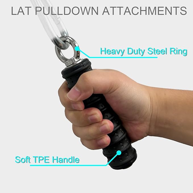 Ergonomic Tricep Rope Pulldown Attachments, Upgraded 27 32 40 & 47 Inch Extra Long Triceps Rope Cable Attachments for Gym, LAT Pull Down Bar for Cable Machine, Tricep Workout Cable Attachments