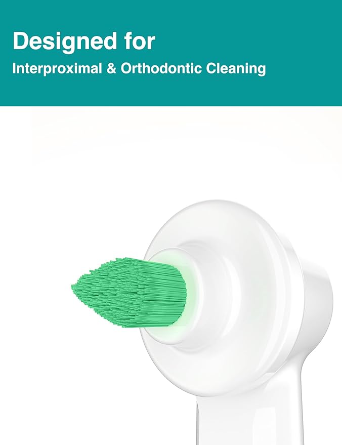 Interdental Replacement Toothbrush Heads for Oralb Electric Toothbrush Ortho and Power Tip Bristle Replacement Head - 2-Pack | Braces Brush Heads with Dupont Bristles | Interproximal Clean