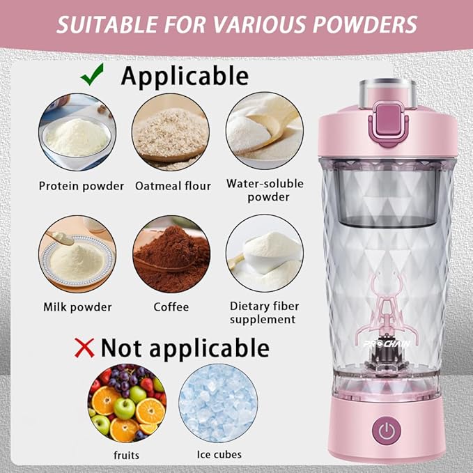 Electric Protein Shaker Bottle, USB Rechargeable Mixing Cup, Water Drink Mixer Portable Bottles for Gym Sport, BPA-Free Tritan, 22oz