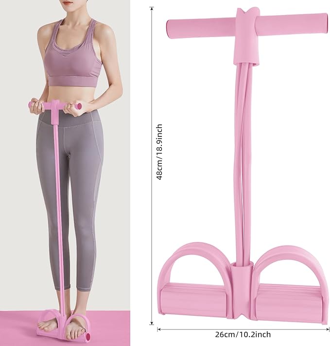 Multi-Function Tension Rope – 4 Tube Resistance Bands with Handles – Sit Up Exercise Equipment Home Gym Tummy Trainer for Men Women