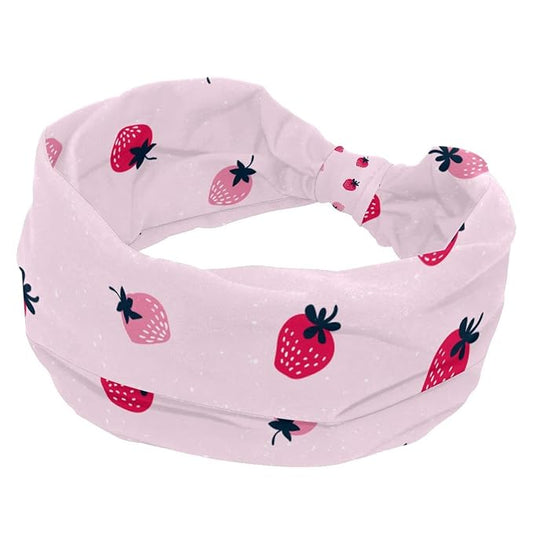 pink strawberry (2) Wide Headbands for Women
