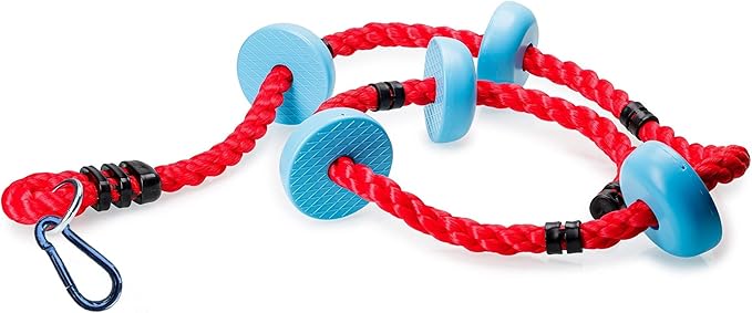 Lily's Things Climbing Rope for Kids | Ninja Warrior Accessories for Slackline Obstacle Course | Attach to Most Home Playground Equipment Sets | Ninja Slackline Accessories | 6Ft Long | 5 Foot Holds