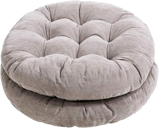 Tiita Floor Pillow Cushion, Round Seat Cushion, Outdoor Floor Pad, Meditation Cushion for Yoga Living Room Sofa Balcony, Set of 2, 22x22 Inch, Grey