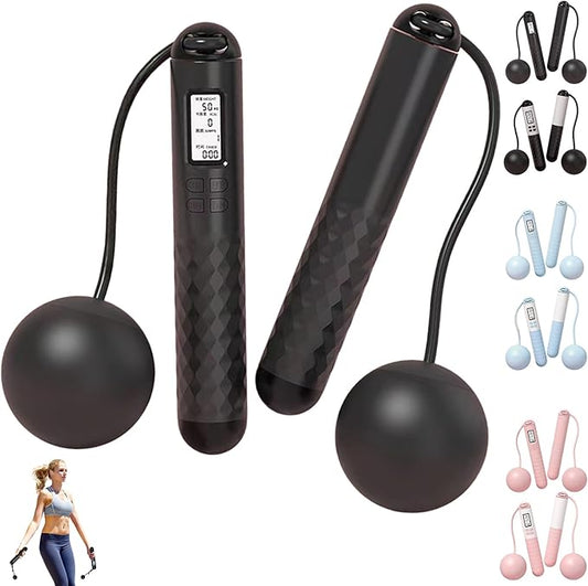 Runaivete Skipping Rope with Counter, Cordless Jump Ropewith LCD Display, Smart Weighted Jump Rope, Displaying Jump Count, Time&Calories Burned Counting Jumprope for Fitness&Lose Weight