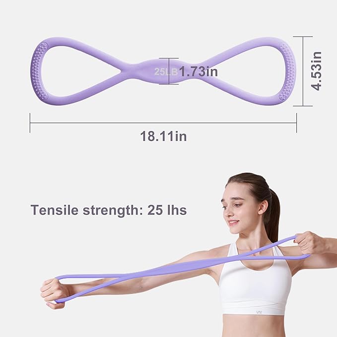 Luminous Resistance Bands, 8 Shaped Exercise Bands, with Handles Band for Arms, Back, Shoulder Stretch, Resistance Bands Women Men, Gift for Yoga Lover/Beginner, Not Break