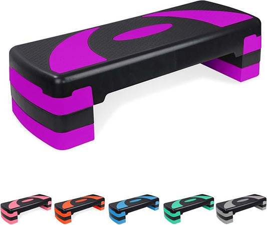 Exercise Workout Aerobic Step Platform Trainer, 31" Aerobic Stepper with 4"-6"-8" Adjustable Height Risers