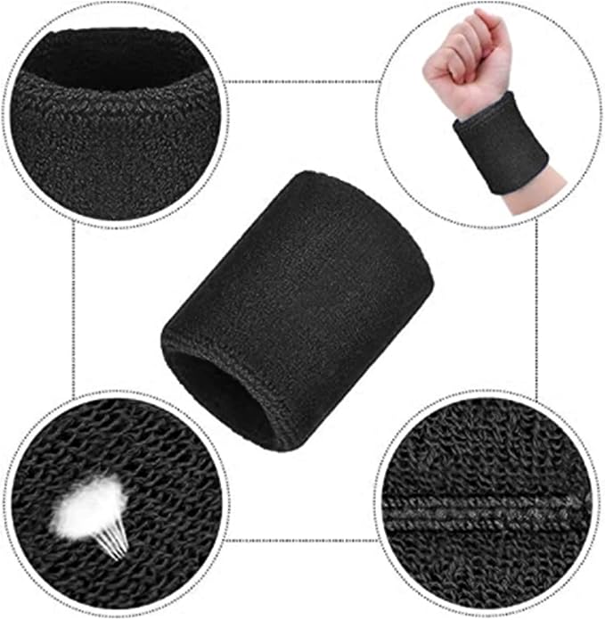 10 Pair Sweat Bands for Wrists,Tennis Wristband Absorbing Cotton Terry Cloths Arm Sweat Bands for Women Men Wrist Band for Football Basketball, Running