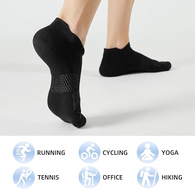 FITRELL 5-6 Pairs Ankle Running Socks for Women Athletic Cushioned Low Cut Tab Sports Socks