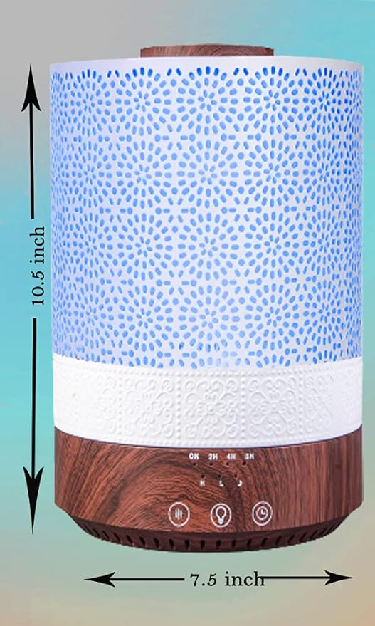 BlueHills 2500 ML XL Essential Oil Diffuser for Large Room Aroma Humidifier Home Decor Bed Baby Room Big Huge 2.5 L Capacity Long Run Color Lights Decorative Design High Mist Dark Wood Grain F004