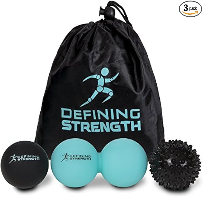 Top 3 Massage Balls Set, Spiky, Lacrosse Ball, Peanut Roller Massager. for Self Myofascial Trigger Point Release, Physio Rehab & Back Muscle Knots