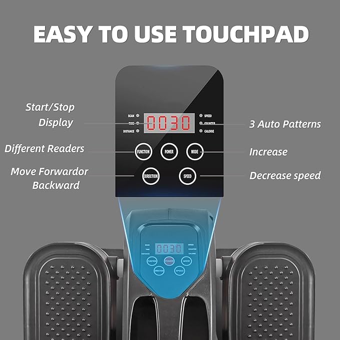 ESL Under Desk Elliptical - Portable Leg Exerciser with Pedal Strap for Seniors, Compact Seated Elliptical with Remote Control, LCD Display Electric Elliptical Trainers for Home