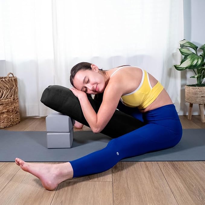 Sol Living Yoga Bolster Pillow Rectangular Meditation Cushion Cotton Meditation Accessories for Restorative Yoga Meditation Pillow Yoga Pillow Firm Body Pillow Bolster Pillow for Legs Removable Cover