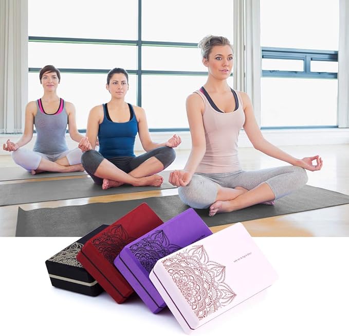 nuveti Yoga Blocks Set of 2, High Density Yoga Brick Foam Blocks to Improve Strength, Flexibility and Balance Brick Foam Blocks