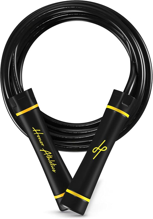 Honor Athletics - WEIGHTED 1.1lb HEAVY Jump Rope for High-Intensity and Strength Training - Adjustable 10ft PVC Rope with Ergonomic Grip, Ideal for Boxing, CrossFit, Muay Thai, MMA, and Fitness