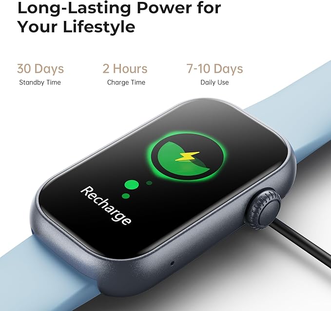 Fitness Tracker for Men Women, 24/7 Heart Rate, SpO2 and Sleep Monitor Health Watch, Calorie Step Counter Fitness Watch IP68 Waterproof Smart Watch for Android and iOS, Light Blue