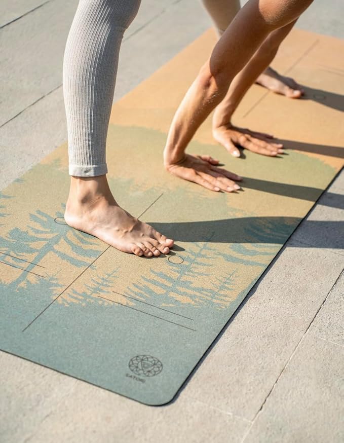 Cork Yoga Mat with Natural Rubber Base, Extra Size, Thickness and Support, Excellent Cushion & Grip, Non-Slip, Non-Toxic, Sweat-Resistant, Sustainable, Eco-friendly Exercise Mat