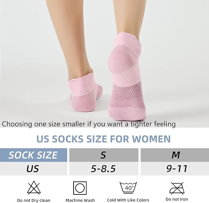 FITRELL 5-6 Pairs Ankle Running Socks for Women Athletic Cushioned Low Cut Tab Sports Socks