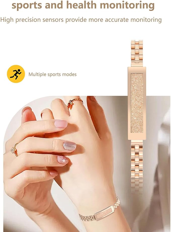 Smart Health Wristband, Zinc Alloy Bluetooth IP68 Health Fitness Tracker Screenless Smart Bracelet Step Counter for Sleep Sports Tracking