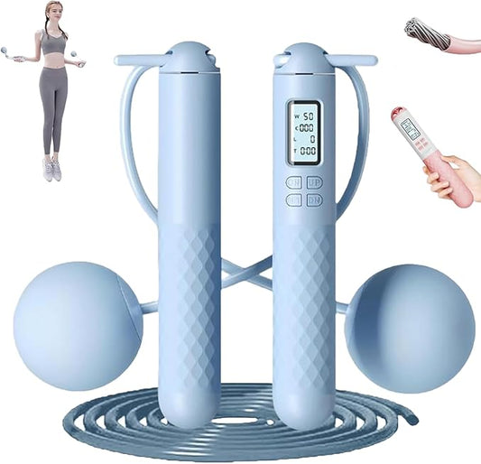Runaivete Skipping Rope with Counter, 2026 New Cordless Jump Rope, Smart Weighted Jump Rope, Intelligent Adjustable Digital Timer & Calorie Burned Counting Jumprope with LCD Display