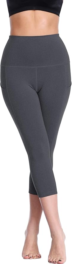 NELEUS Women's Tummy Control High Waist Capri Running Leggings Yoga Pants with Pocket