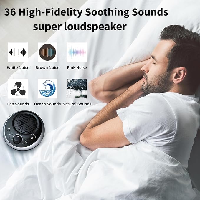 Sound Machine Loud White Noise Machine Nonstop Brown Noise Machine 30 Soothing Sounds for Baby Kids Adults Plug in Pink Noise Sleep Machine 36-Level Vol 4 Timer Memory Function for Home Travel Office