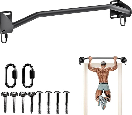 SELEWARE Heavy Duty Welded Pull Up Bar, Versatile Doorway Wall Mount, Joist Mounted, and Ceiling Mounted Chin Up Bars, Thick Metal Sturdy Construction for Full Body Workouts Support 500 lbs