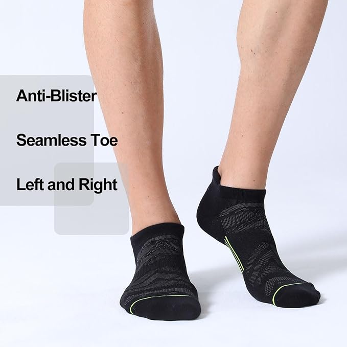 FITRELL Men's 6 Pack Ankle Running Socks Low Cut Cushioned Athletic Sports Socks 7-9/9-12/12-15