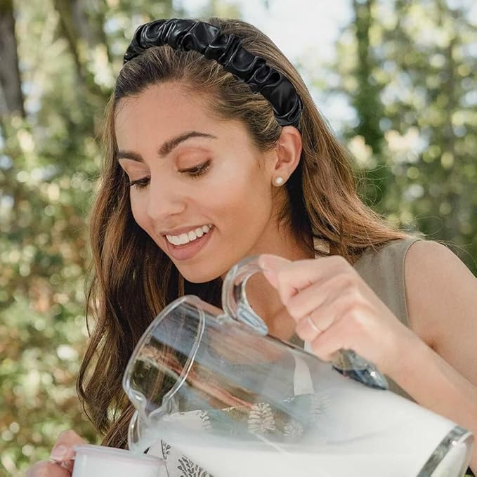 Madison Tyler Leather Headbands for Women | PU Leather Black Handmade Outdoor Jeweled Hair Band for Girls | Thin and Thick Hair | Skincare and Boho Spring Headband