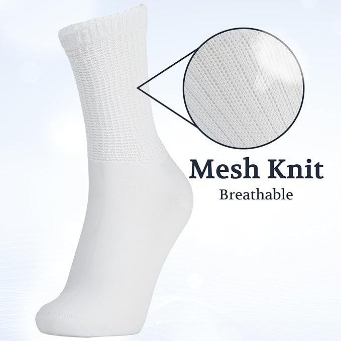 +MD Diabetic Socks for Men Women 6 Pairs,Non-Binding Top Extra Wide Ankle/Crew Socks, for Edema Circulator 9-11 10-13 13-15