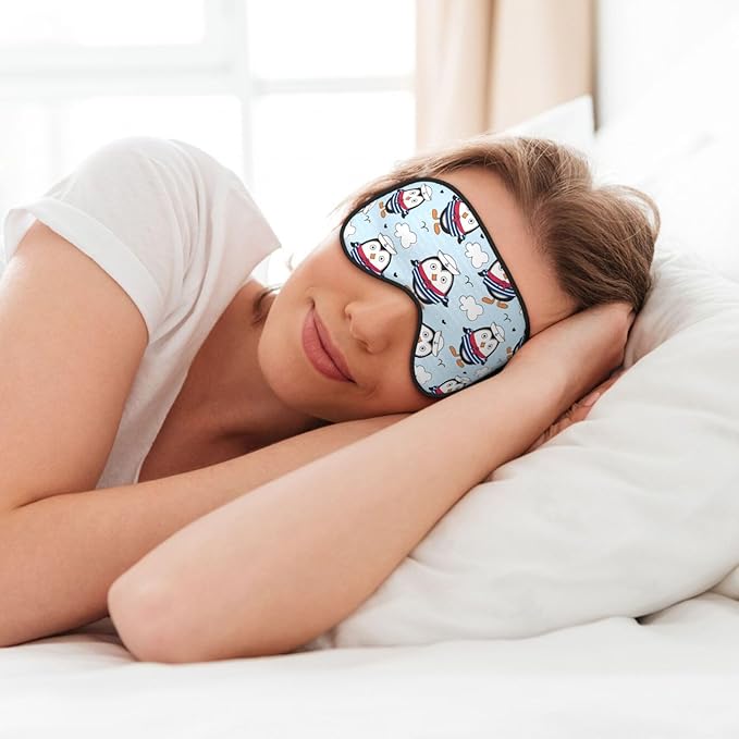 Sleep Eye Mask Little Sailor Penguin Sleep Mask for Women Men Comfortable Eye Mask with Adjustable Strap Soft Eye Cover Blindfold for Travel Yoga Nap Shift Work
