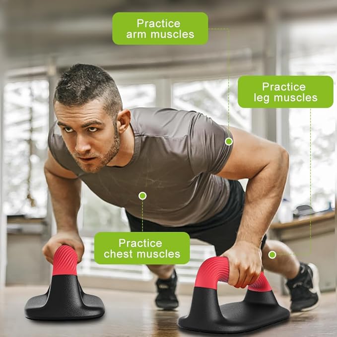 Kipika Push Up Bars, Pushup Stands, Anti-Slip Soft Plastic Push Up Handles, Bottom Anti-Slip Pad, Strength Training Equipment, Perfect for Floor Workout Exercise