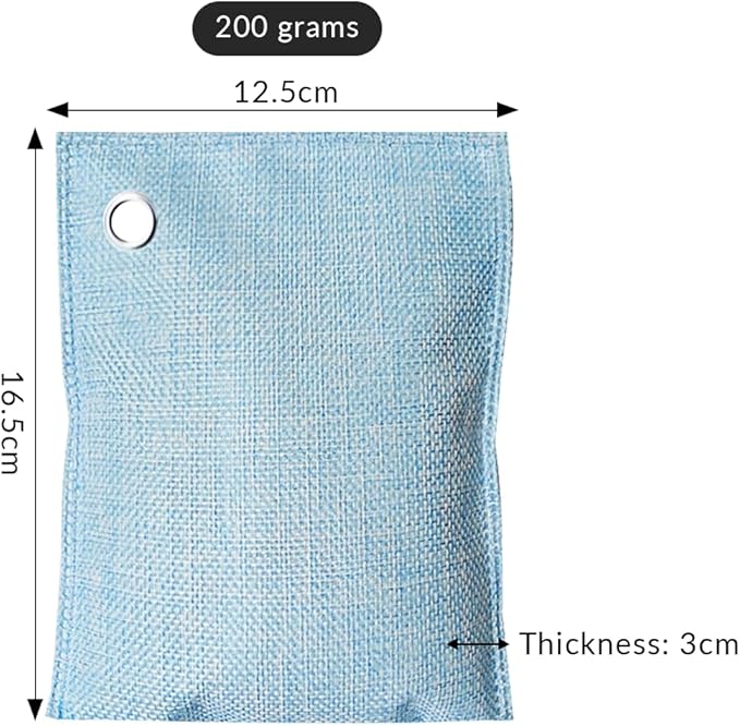 4 Pack charcoal odor absorber,Bamboo Charcoals Air Purifying Bag Charcoals Deodorizer Eliminator for Strong Odors in Car, Closet, Shoe, Basement (200G*4 Pack Light Blue, Unscented)