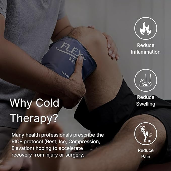 2 FlexiKold Gel Ice Packs - Ice Packs for Injuries Reusable, Back Pain Relief, Knee Ice Pack Wrap, After Surgery, Ice Pack for Knee - 6303-COLD-2PK by NatraCure - Medium – 2PK