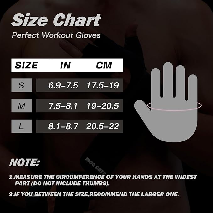 Iron Grit Weight Lifting Gloves,for Men and Women, Workout Gloves with Wrist Support for Exercise, Weightlifting, Training, Pull-ups Breathable and Snug fit