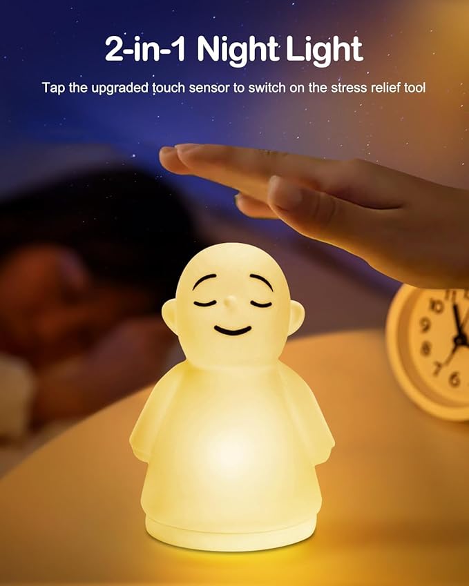 Set of 6 Mindfulness Meditation Anxiety & Stress Relief Tool, Relaxing Items for Adults Kids, Upgraded 2 in 1 Touch Breathing Night Light