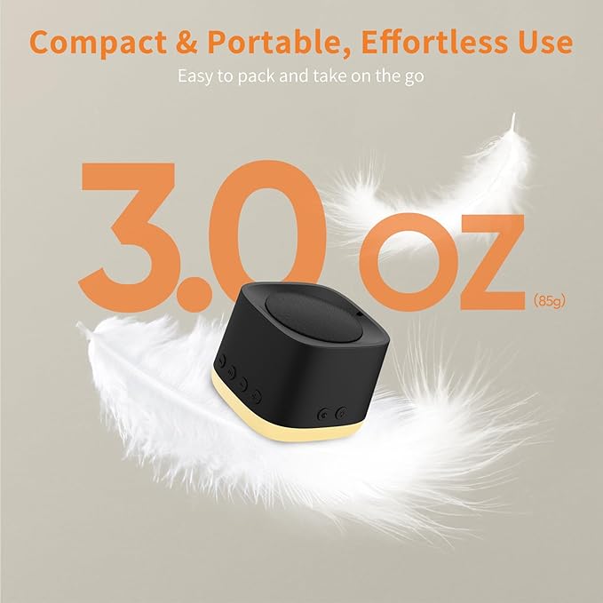 Portable Sound Machine,Mini Travel White Noise Machine for Sleeping with Breathing Night Light, 16 Soothing Sounds, Timer, Rechargeable Brown Noise Sound Machine for Sleep,Adults,Office Privacy(Black)