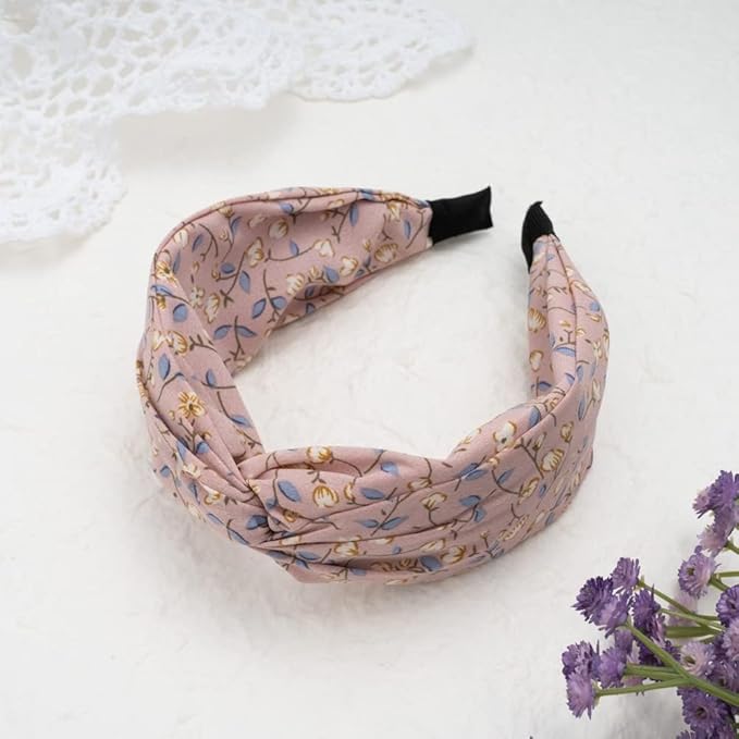 Madison Tyler Headbands for Women | Cute Top Knotted Pink Floral Outdoor Hairbands for Girls | Thin Hair and Thick Hair | Skincare and Boho Spring Headband for Washing Face
