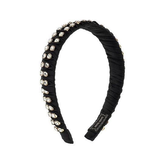 Madison Tyler Rhinestone Headbands for Women | Black Handmade Outdoor Jeweled Hair Band for Girls | Thin Hair and Thick Hair | Skincare and Boho Spring Headband for Women's hair