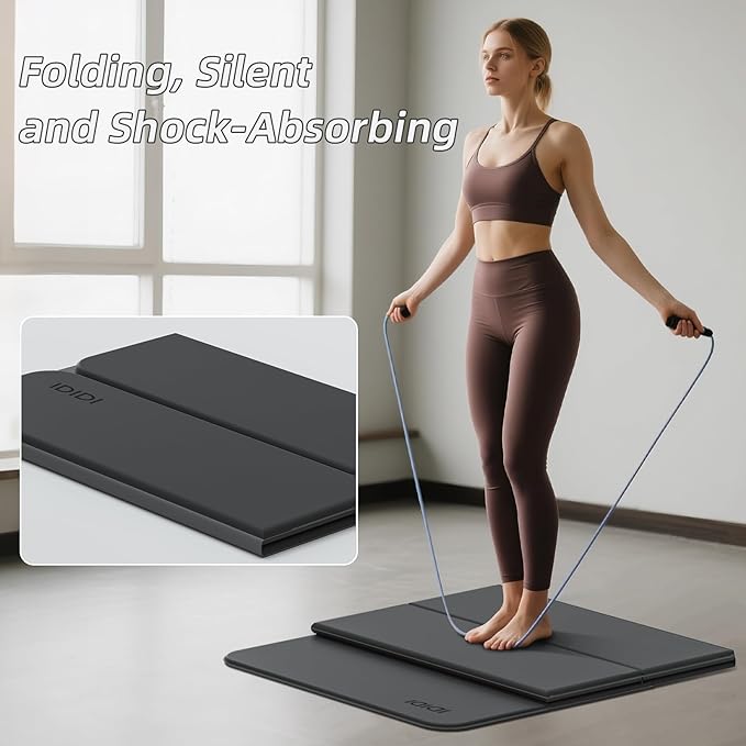 Foldable Yoga Mat Extra Thick 0.32 Inches Eco-Friendly POE Material, Non-Slip Design Fitness Mats, Multi-Purpose Workout Mats For Studio or Home Use (70 x 24 x 0.32 inches)