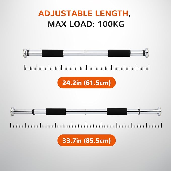Pull Up Bar for Doorway 23.6in Adjustable Door Mounted Heavy Duty Steel Body Workout Chin Up for Home Exercise Fitness(Black)