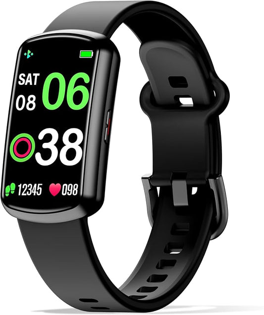 Health Fitness Tracker with 24/7 Heart Rate, Smart Watch with Blood Pressure and Blood Oxygen Monitor, Bulit-in 120+ Sport Mode, Sleep Tracking Waterproof Activity Tracker for Women Men (Black)