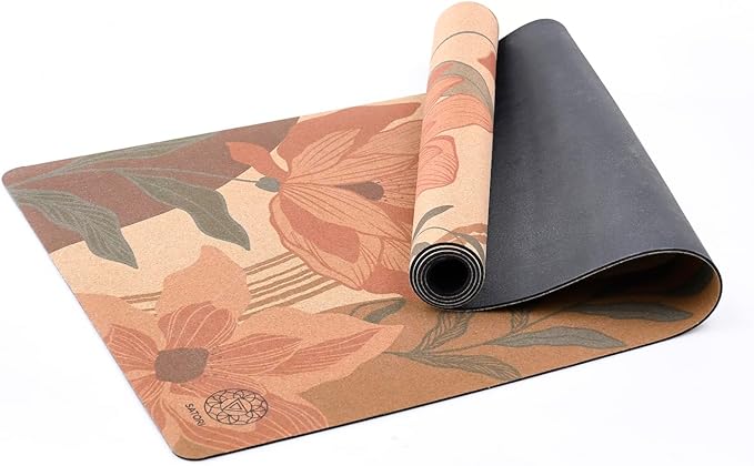 Cork Yoga Mat with Natural Rubber Base, Extra Size, Thickness and Support, Excellent Cushion & Grip, Non-Slip, Non-Toxic, Sweat-Resistant, Sustainable, Eco-friendly Exercise Mat