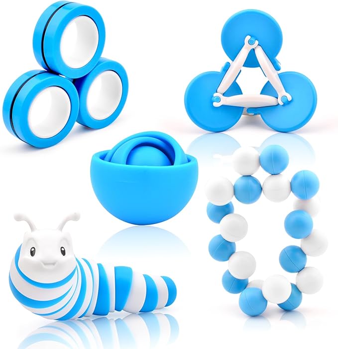 Fidget Toys Adults Pack, Sensory Toys Set for Kids, Fidget Spinner Slug, Figette Cool Gadget for 8-12 Boys Teens ADHD Autism Stress Relief Desk Toy Easter Basket Stuffers for Gift